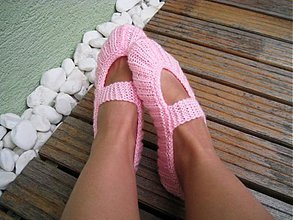 Ponožky, pančuchy, obuv - Balerínky v ružovej... - 770561