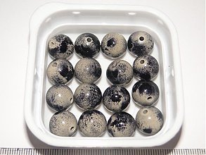 Korálky - Plast potlač 12mm-10ks (čierna) - 807113
