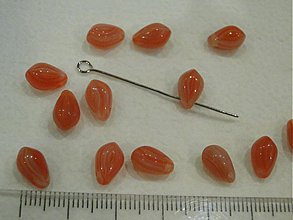 Korálky - Sklenené kvapky (9x6mm-oranžová-1ks) - 807476