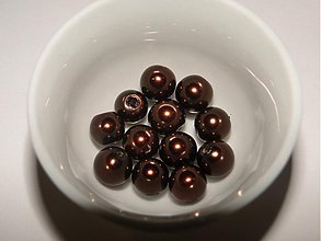 Korálky - Voskované perly 8mm-10ks (hnedá tmavá) - 834324