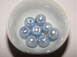 Korálky - Voskované perly 10mm-8ks (sv.modrá) - 845092
