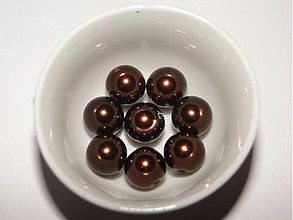 Korálky - Voskované perly 10mm-8ks (tm.hnedá) - 845243