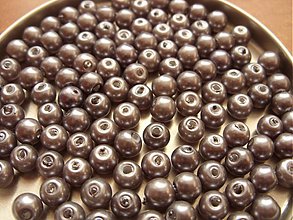 Korálky - Voskové perly sivé, 6 mm, 20 ks - 931527