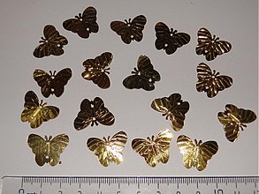 Galantéria - Flitre motýlik 18x22mm-20ks (zlatá) - 931555