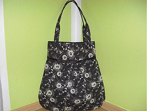 Veľké tašky - Béžové kvietky na čiernom 2 - 948666