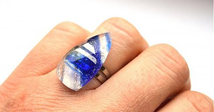 Prstene - Modrý priehľadný prstienok - 998634